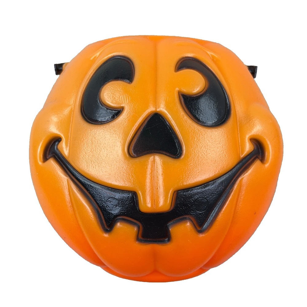 Vintage Grand Venture Blow Mold Pumpkin Jack-O-Lantern Bucket Pail Halloween 90s